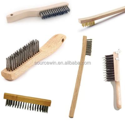 China Round Type Long Wooden Handle Stainless Steel Wire Scratch Brush With Different Type And Size for sale