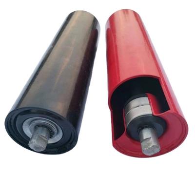 China Hotels Durable In Use Cleaning Idler Cover Roller Rubber Conveyor Roller/Idler For Concrete Batching for sale