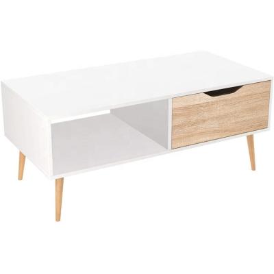 China With White Classic Home Furniture Durable Stand Beautiful Drawer Living Room TV And Modern Coffee Table for sale