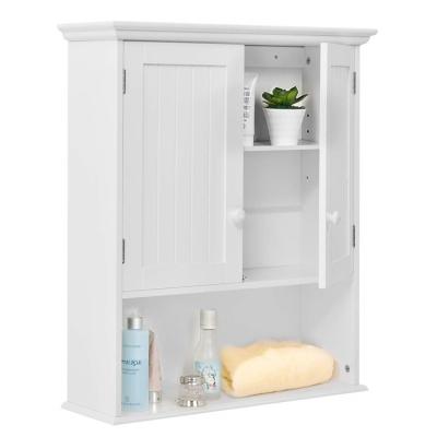 China Customed Modern White Color 2 Doors 1 Open Shelf Wall Mounted Bathroom Cabinet for sale