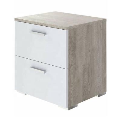 China New Arrival Modern Minimalist Style Two Drawer Wooden Bedside Table White Oak Nightstand for sale