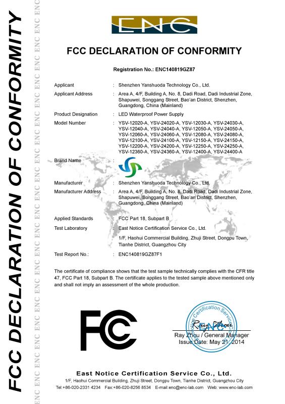 FCC - Shenzhen yanshuoda technology co,.ltd