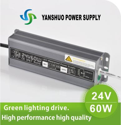 China Waterproof 60W Single Output LED Power Supply DC 24 Volt AC100V - 265V for sale