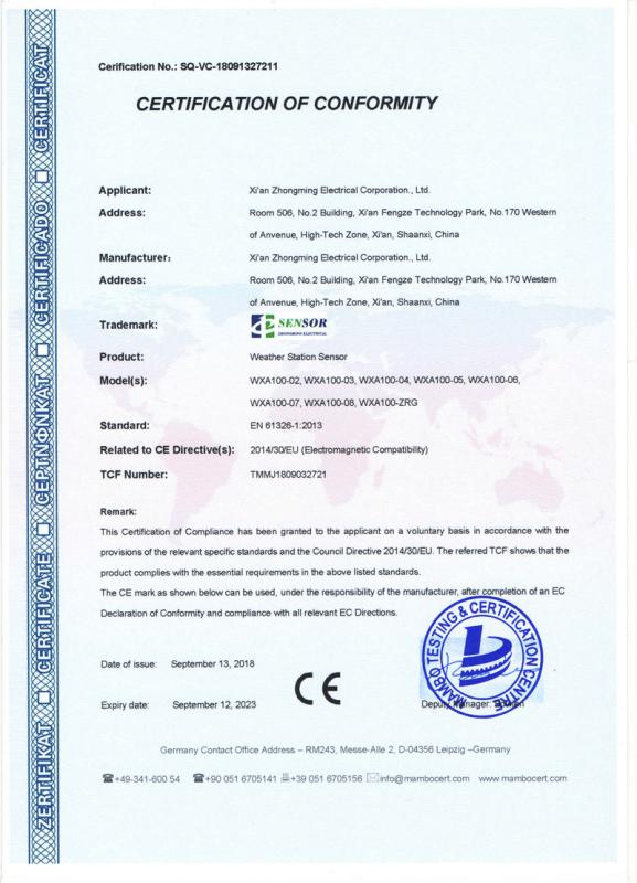 CE - Xi'an Zhongming Electrical Corporation Ltd.