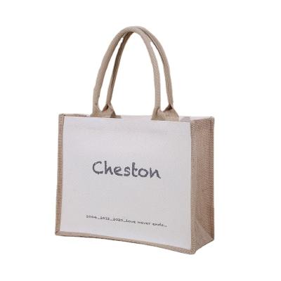 China Wholesale Low Price Customized Printed Logo Handled Personalized Custom Ladies Jute Bag for sale