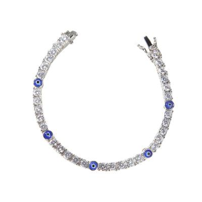 China Hiphop Blue Eye Bracelet Anklet D.C.A. CZ Ice Out Tennis Bracelet Wholesale Women's Jewelry for sale