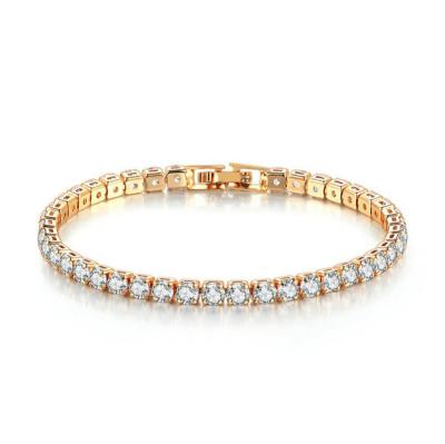 China Free Shipping Wholesale New Fashion 2023 TRENDY Copper Alloy Gold Plated Women 4mm Zircon CZ Diamond Charm Tennis Bracelet For for sale