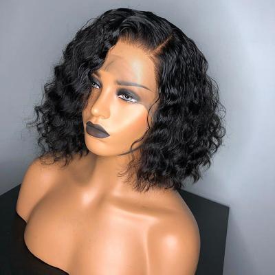 China Factory Price Water Wave Cuticle Aligned Bob Wig Unprocessed, Brazilian Virgin Hair Lace Frontal Wigs for sale