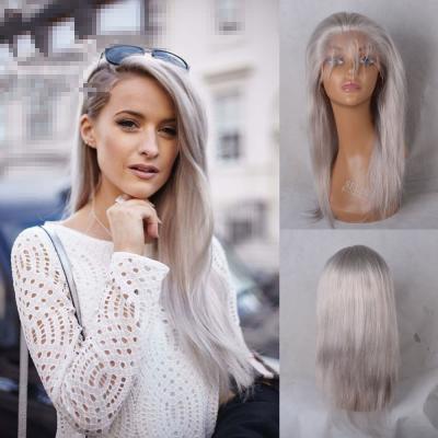 China 100%human Grace Sunny Gray Hair Wigs Gray Lace Front Human Hair Wigs With Baby Hair for sale