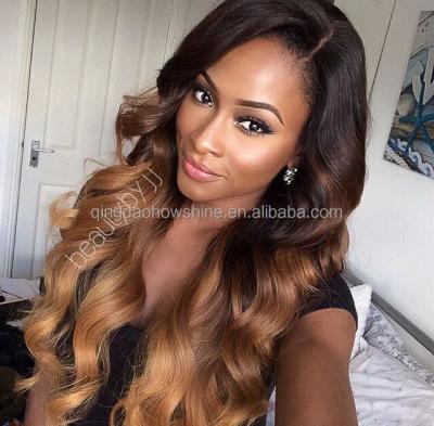 China Dark Brown Brazilian Hair U Part Wigs Glueless Brazilian Virgin Hair Wig Body Wave Ombre Body Wave Lace Front Human Hair Wigs Ombre #1b/4 for sale