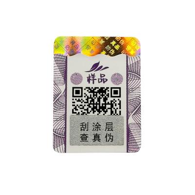 China Scratch Off Custom Cheap Price Gold Foil Hot Stamping QR Code With Silver Scratch Anti-Counterfeiting Adhesive Stickers For Packaging for sale