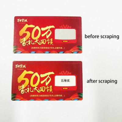 China Custom Price CMYK Paper Stickers Custom Cheap Lottery Tickets Use Scratch Card 50k Free Shipping For Business for sale