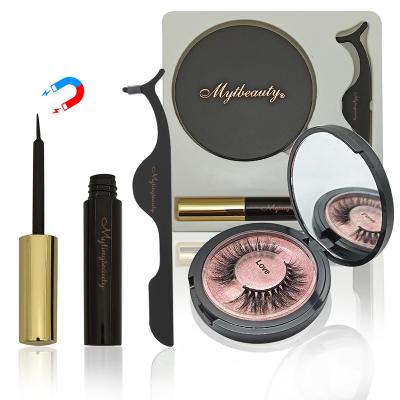 China Glue Free And Portable False 3D Mink 5 Magnets Lashes Popular Private Label Magnetic Eyeliner And Magnetic Eyelashes for sale