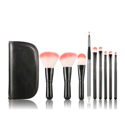 China Angular Blush Black 9pcs Makeup Brush Set Damping Manufacturers Wholesale Makeup Brush Set Logo Makeup Brush Custom Hot Stamping for sale