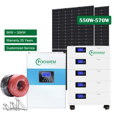 China Customizable DOWEM 5kva 6 kw 10kva 30kva home installed residential hybrid solar power storage system with lifepo4 battery pack for sale