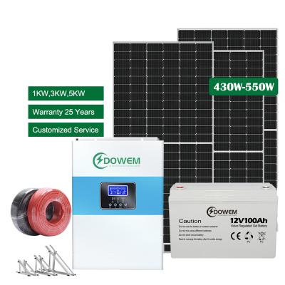 China DOWEM Home Solar Power Hybrid Storage System 5Kva 1000W 3000W 4000W 5000W All In One Complete Solar Panel System Kit for sale