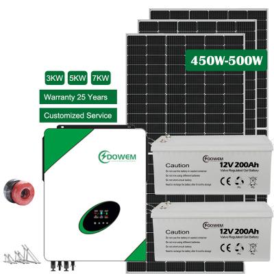 China DOWEM Solar Panel Home Hybrid System 2KW 3KW 4KW 5KW 7kva Off Grid PV Solar Power System Full Cost For Home for sale