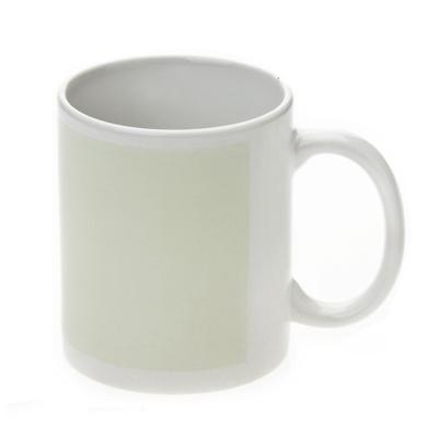 China Good Quality 11oz Stocked Bright White Sublimation Mug With White Patch for sale