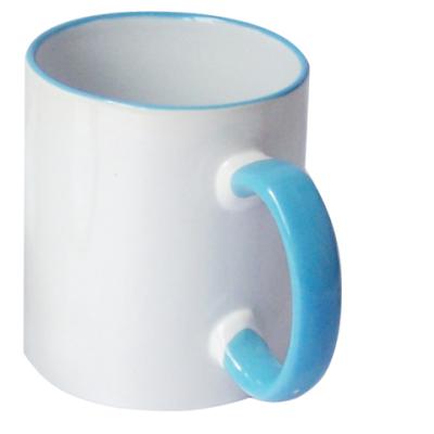 China Viable Color Mug Ceramic Mug Handle Round 11oz Mug For Heat Press Machine Printing for sale