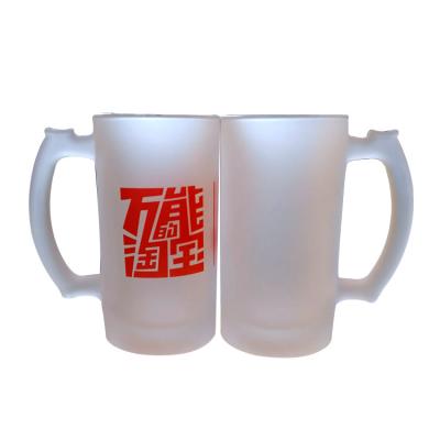 China 16oz Frosted Glass Mug Viable Beer Mug For Heat Press Machine Printing for sale