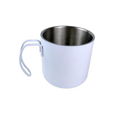 China Modern Stocked 450ML Stainless Steel Sublimation Coffee Mug With Metal Handle for sale