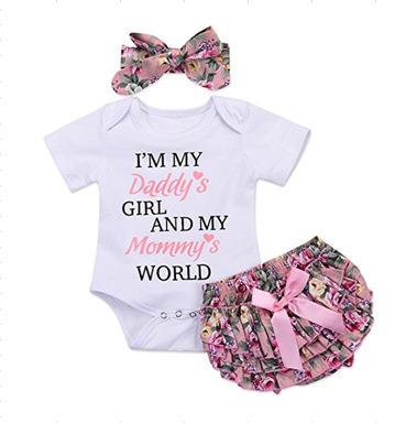 China New fashion children's clothing cotton letter printing romper + short skirt + headscarf girls three-piece set 2020 for sale