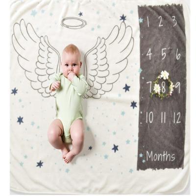 China Custom Polyester Soft Anti-pilling Flannel Newborn Fleece Blankets Photography Prop Baby Monthly Milestone Blanket for sale