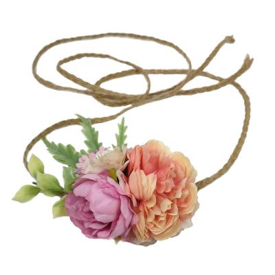 China Popular Wholesale Handmade Artificial Flower Children Girl Elastic Flower Baby Headbands for sale