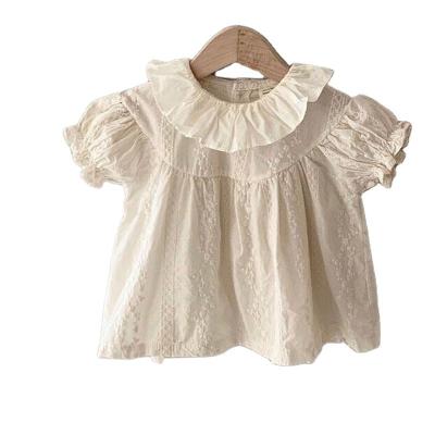 China Casual Baby Clothes Lace Ivory Summer Cotton Ruffle Organic Baby Romper Playsuit For Newborn Baby One Piece Clothes Overalls for sale