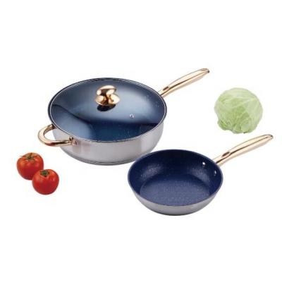 China Sustainable stainless steel frying pan with non-stick coating for sale