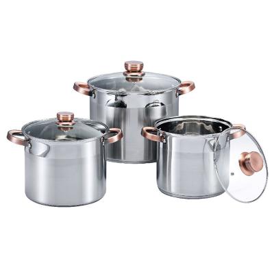 China Sustainable New Design Six-piece Stainless Steel Cooking Pot Set For Home Kitchen for sale