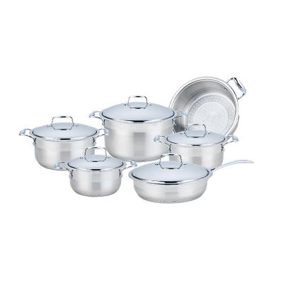 China Best Sustainable Selling Fashion Stainless Steel Cookware Pot Set With Casted Handle for sale