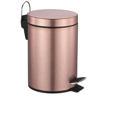 China Fancy Stainless Steel Kitchen Pedal Bin Viable Home Trash Cans With Rose Gold Powder Coating for sale