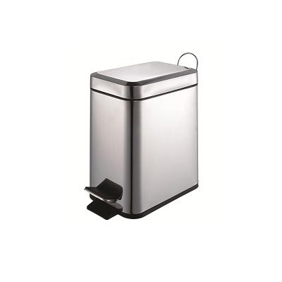 China Sustainable Home Rectangle 5L Stainless Steel Kitchen Pedal Trash Bin / Bin for sale