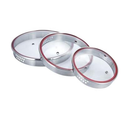 China Elevated g-type feet durable water leaking tempered glass lid with red screen print ring for sale