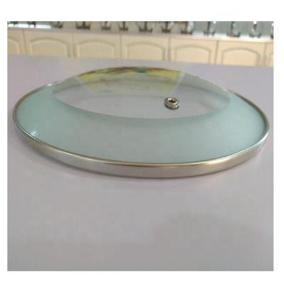 China C Viable Tempered Round Stainless Steel Ring Wok Soup Pot Glass Cover Lid Stainless Steel Pot Lid With Sandblasting for sale