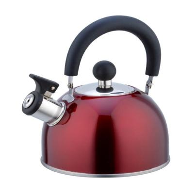 China Viable Wholesale Kitchen Paint Stainless Steel Red Whistling Tea Kettle for sale