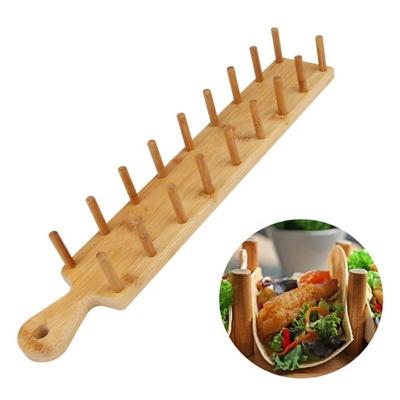 China Viable High Quality Mexico Taco Wooden Turntable Rack Up Rack Stand Set Food Tableware Taco Holder Wooden Tray for sale