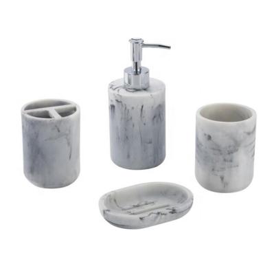 China Sustainable Marbling Polyresin Bathroom Accessory Set 4-Piece for sale