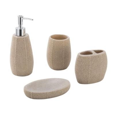 China Sustainable High Grade Household Polyresin Bathroom Accessories 4 Piece Set for sale