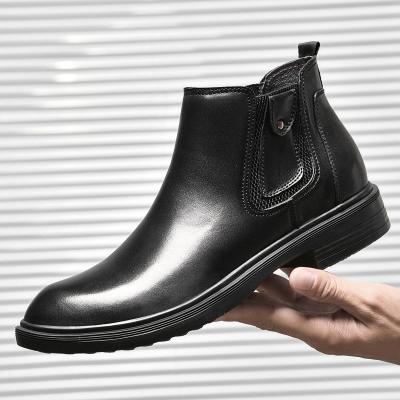 China Deodorization 2021 Wholesale High Quality Black Genuine Leather Boots Chelsea Martin Boots For Man for sale