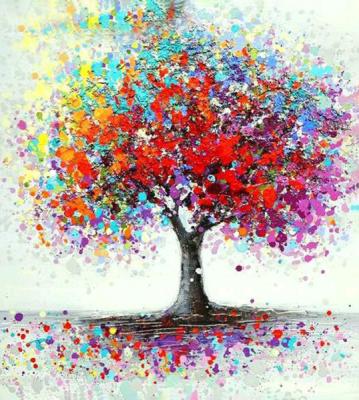 China Cunzhen Modern Customized 30*30cm Oil Tree Paintings S9040 Modern Art On Canvas Diy Diamond Painting for sale