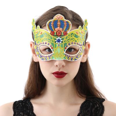 China 21*16cm Diy Diamond Painting Crown Mask For Eco-friendly Special Shaped Blue Eye Shaped 21*16cm Dance Party Face Mask Special Shaped 21*16 for sale