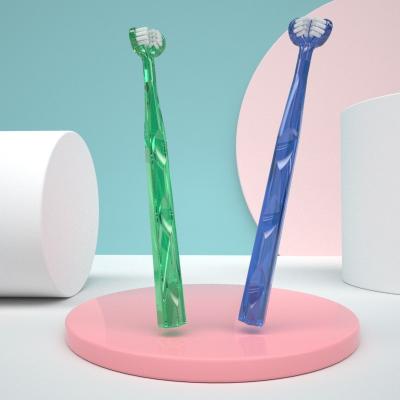 China Hotel MDB Kids Transparent Toothbrush Three-way Soft Stiffen New Design Training Toothbrush Parent-child Interaction for sale