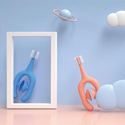 China New designed hotel toothbrush u-type silicone stiffens 360 degree toothbrush silicone Teether training toy for sale