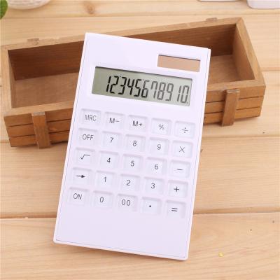 China General Purpose White Desktop Crystal Button Thin Solar Dual Power Calculator Fashion Calculator for sale