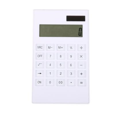 China White Crystal Button Desktop Solar Calculator Ultra Thin Simple General Purpose Calculator Double Power for sale