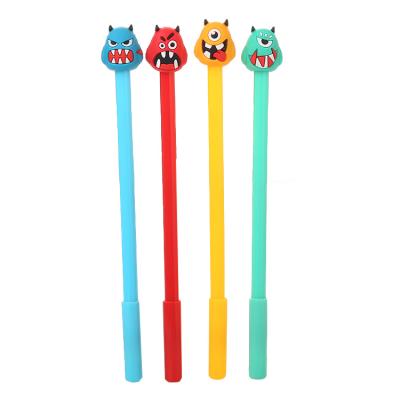 China Normal Promotional Cartoon Monster Writing Kawaii Cute Stationery Ink Silicone Gel Pen for sale