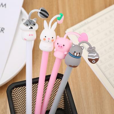 China Normal Promotional Plastic Silicone Ink Color Set Kawaii Cartoon Writing Gel Pen for sale