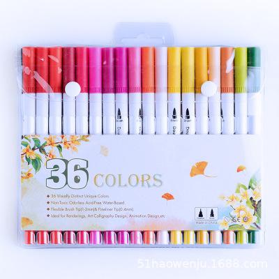 China Dual Fashion Non-Toxic Permanent Watercolor Tip Colored Paint Marker Pen With Fineliner for sale